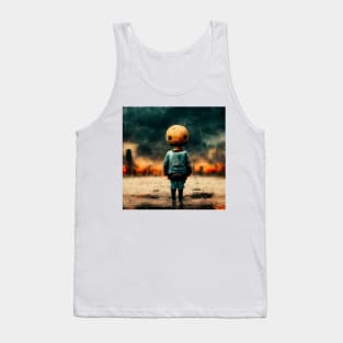 A kid with an orange helmet in a post-apocalyptic world Tank Top